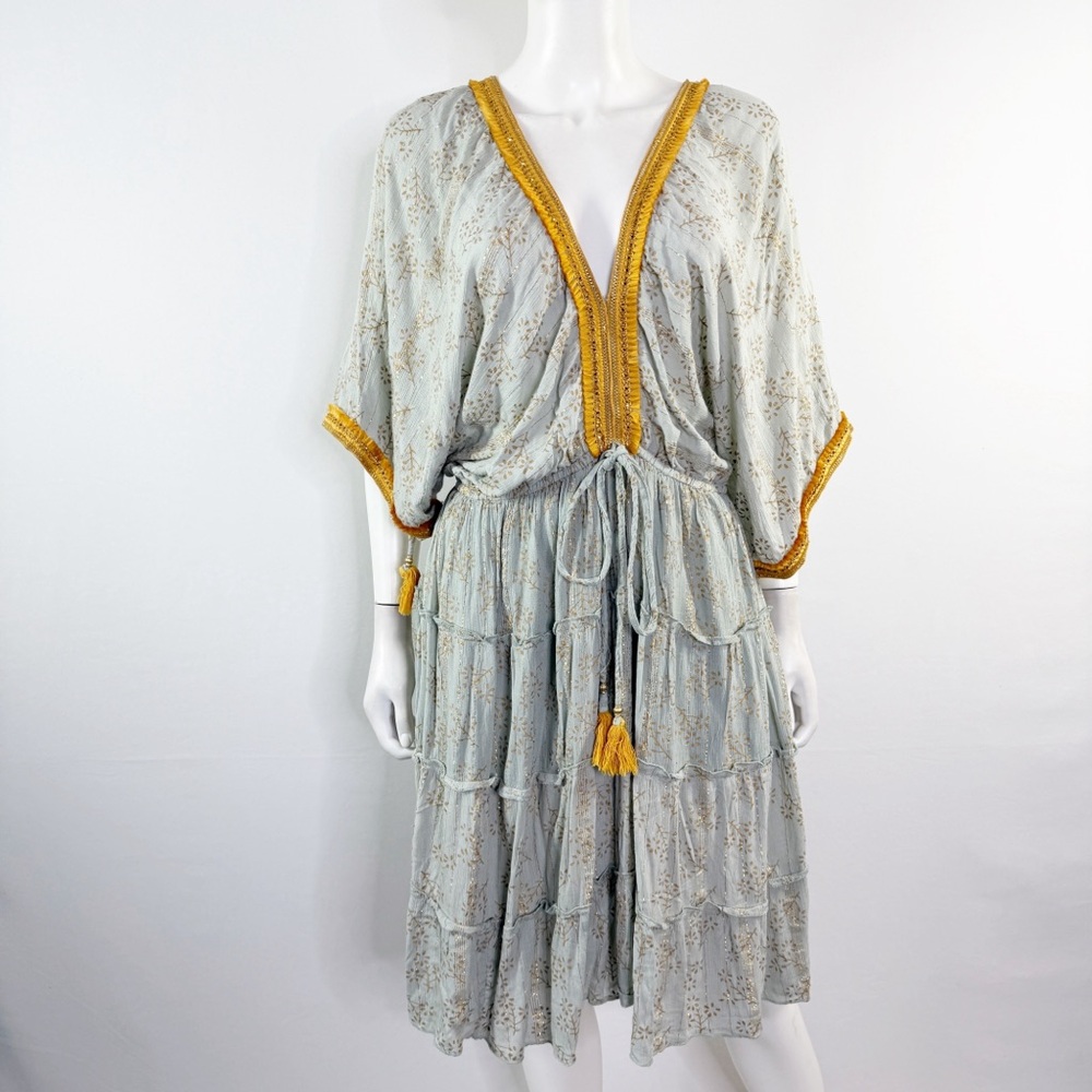 NAOO Nation AK Outfits Midi Dress Size M V-Neck Bohemian Casual Artsy Hippie